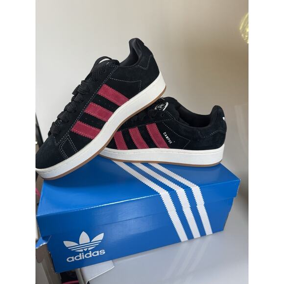 Adidas campus black With Dark Pink Stripe Size 8 Men 9 Women - Picture 10 of 11